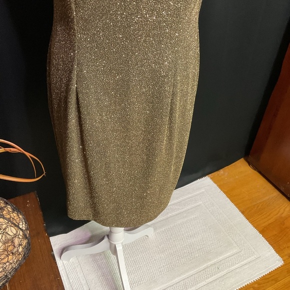 Donna Ricco Vintage  ( 90’s ) Gold Cowl Neck Sheath Dress - Picture 8 of 12